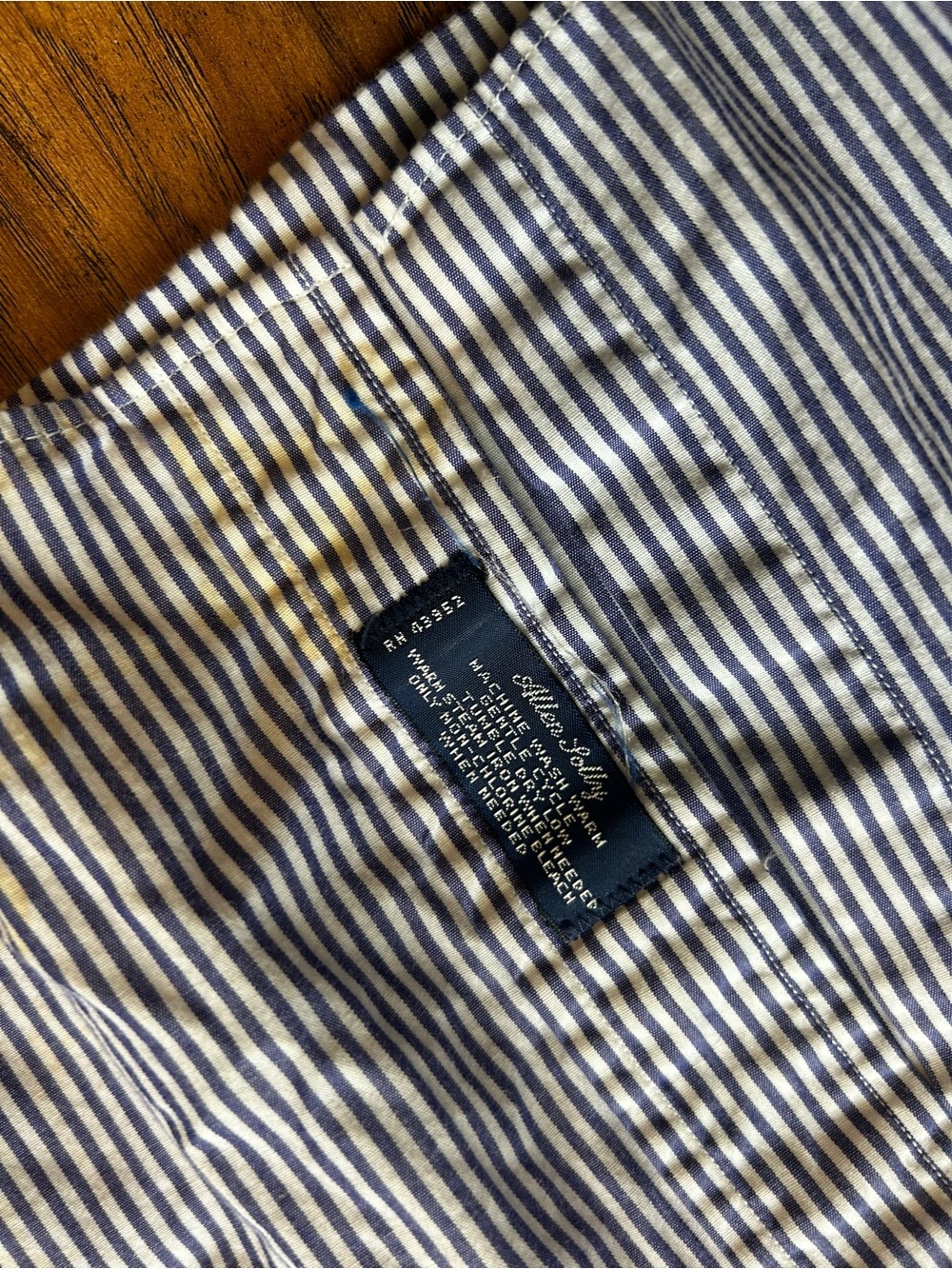 Allen Solly Navy and White Pinstripe Dress Shirt - Picture 7 of 8